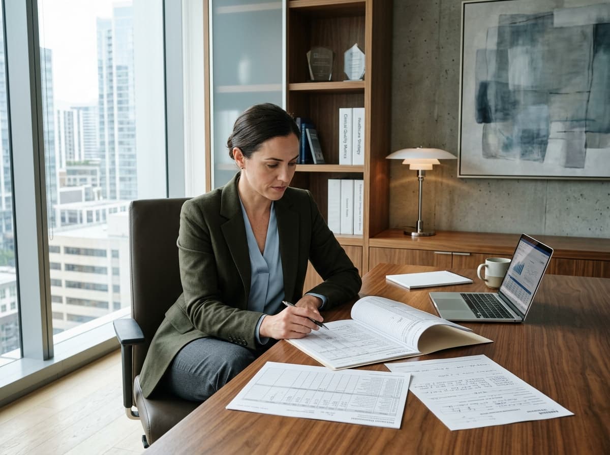 Medical coding professional reviewing clinical record and coding documentation